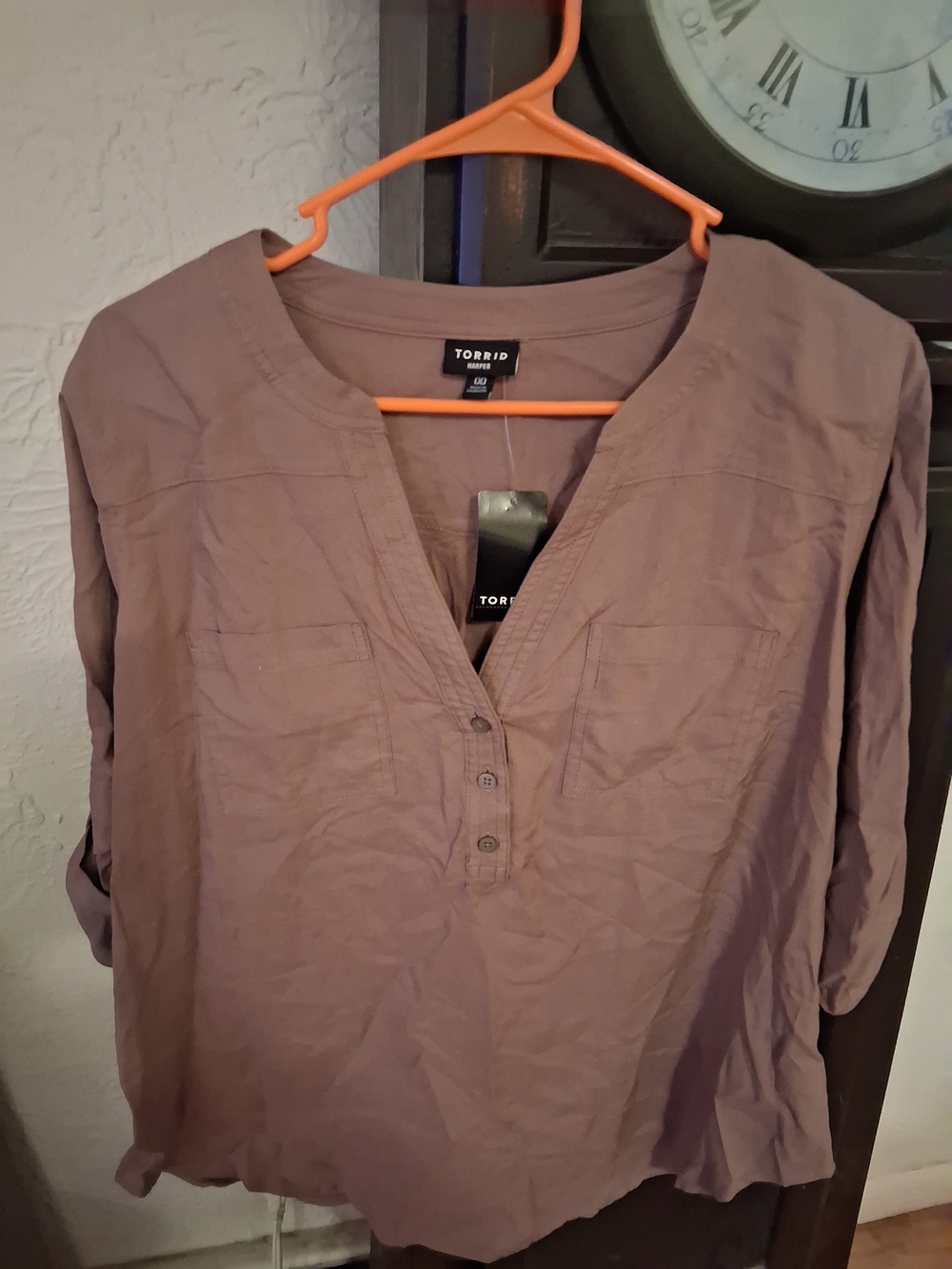 torrid Mauve-Purple Henley Tunic Top
